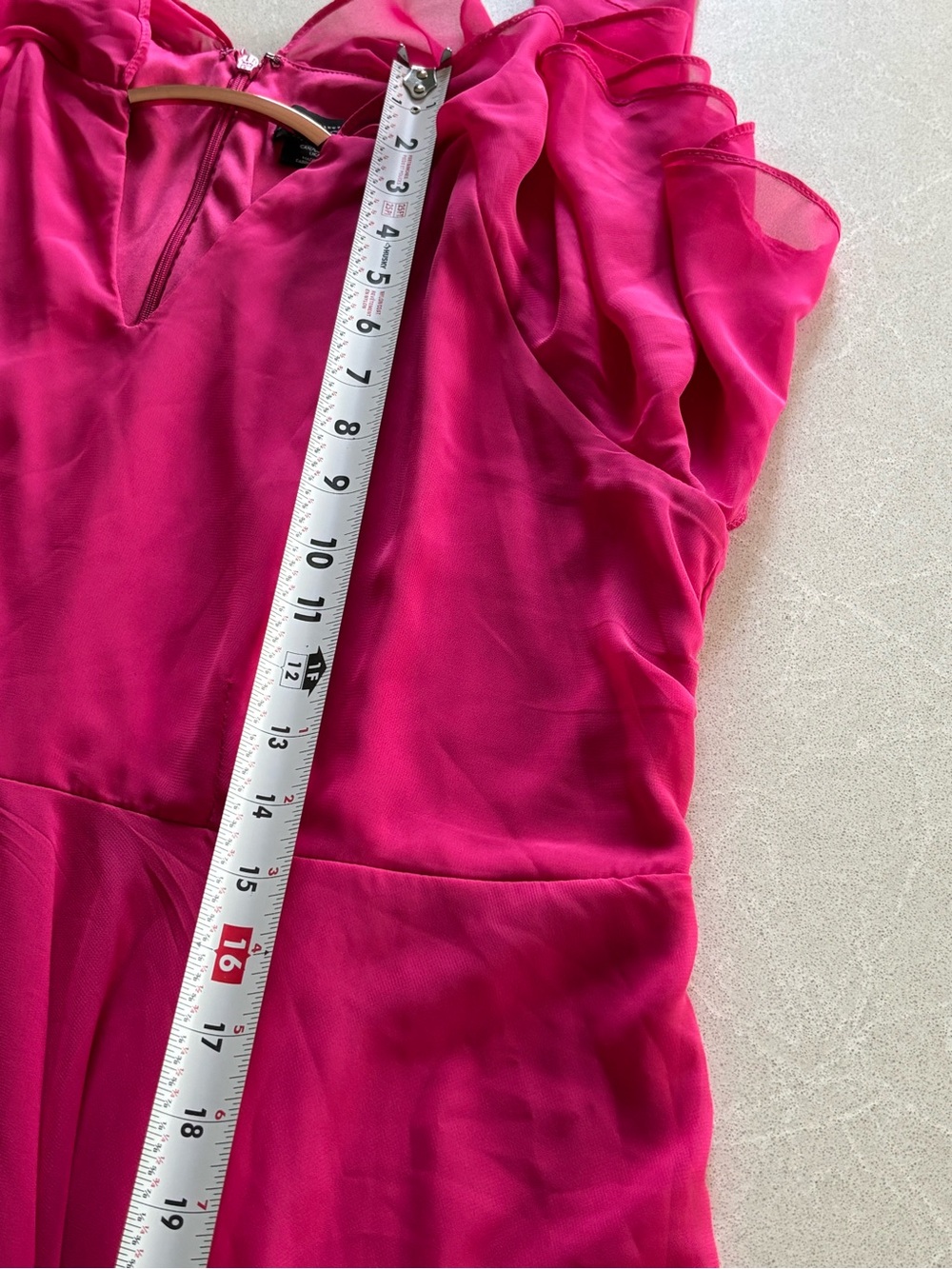 Fuchsia Ruffled Cold-Shoulder Midi Dress - Picture 7 of 9